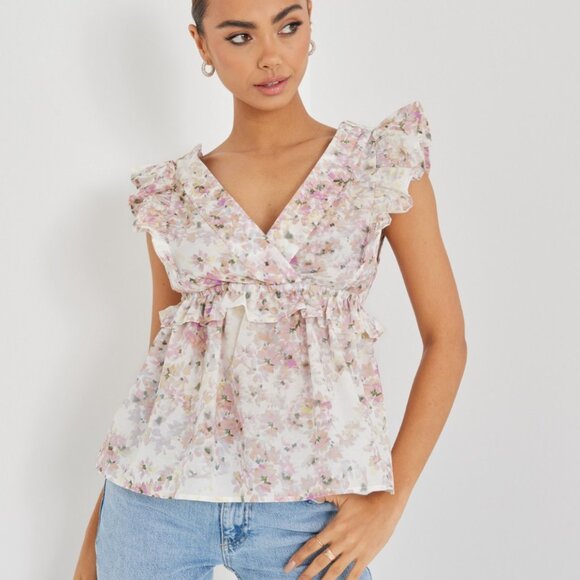Munthe Tops - Floral Open Back Munthe Herb Top